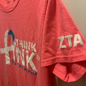 Zeta Tau Alpha (ZTA) Think Pink Hot Pink Shirt